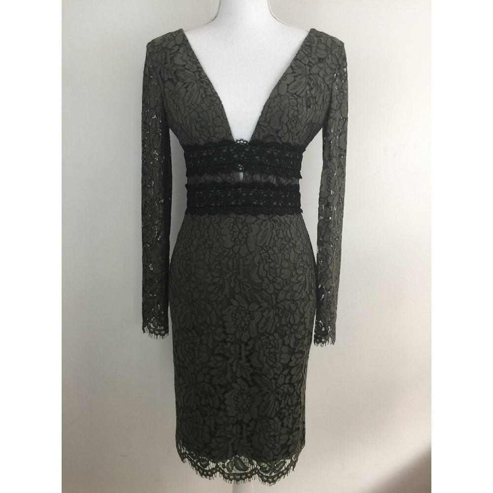 Diane Von Furstenberg Army Green Viera Lace Dress - Picture 3 of 7